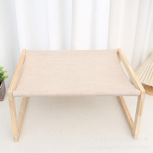 Hamaca de madera para gatos de interior, cama elevada para gatos, silla para gatos con marco de madera, cama para gatos montada en la pared, cama portátil para mascotas. - Product Image 4