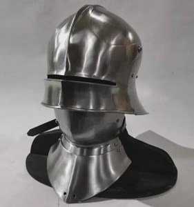Casco Alemán Sallet de Acero Calibre 18, Visera Móvil, Usable, Disfraz de Armadura Medieval para Adulto, Tradicional - Product Image 4
