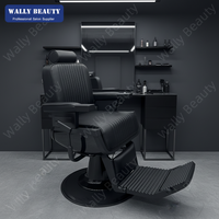 Fauteuil de Barbier Wallybeauty, Style Antique, en Cuir PVC Robuste, Mobilier Commercial pour Atelier, Salon de Beauté, Hommes