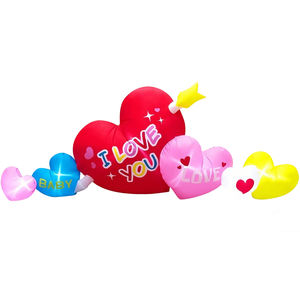 Décoration gonflable de 2,7 m pour la Saint-Valentin : Combo Cœur d'Amour pour Fêtes, Mariages, Jardins et Pelouses - Product Image 1