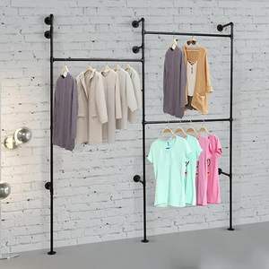 औद्योगिक पाइप के कपड़े रैक दीवार घुड़सवार परिधान कपड़ों का प्रदर्शन स्टैंड फ्लोर स्टैंड परिधान रैक पाइप के कपड़े घरों के लिए हैंगर - Product Image 6