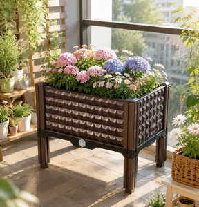 Jardinière carrée contemporaine auto-arrosante <span class=keywords><strong>en</strong></span> plastique, mignonne, avec roues amovibles, durable et antidérapante <span class=keywords><strong>pour</strong></span> jardin, balcon, serre - Product Image 6