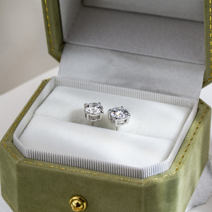 Listo para enviar MSE-329 1CT Pendientes de diamantes de laboratorio blancos de forma redonda PT950 de moda. - Product Image 5