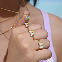 Collier, bracelet et bague unisexe pour enfants en acier inoxydable plaqué or 14 carats avec pierre naturelle de bambou, style bouddhiste Xiao Qing Xin