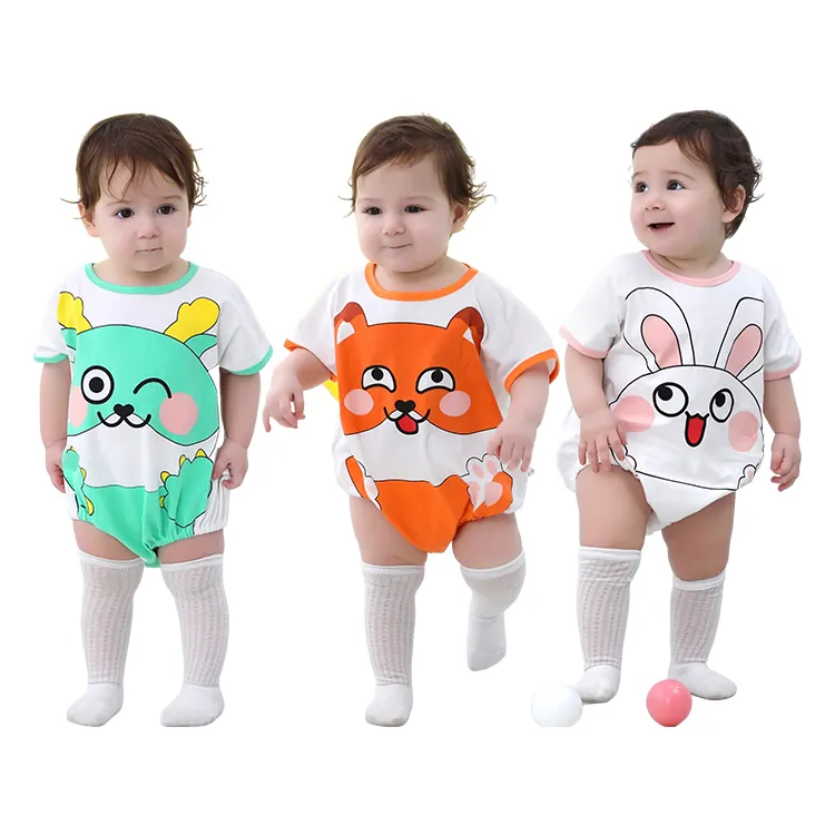 MICHLEY Neues Design Karikatur-Jumpsuits Babi Sommer Körperanzüge Mädchen Jungen Knopfbekleidung Großhandel Babyausschnittstrampler