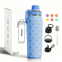 Bouteille d'eau isotherme en acier inoxydable de 24 oz avec logo personnalisé, double paroi, anti-fuite, thermos écologique pour le camping en plein air