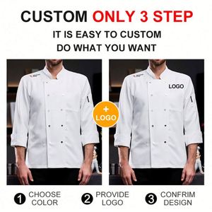 Vêtements de travail pour la cuisine, manteaux bleus respirants, uniforme de serveuse, veste de chef de restaurant pour hommes - Product Image 3
