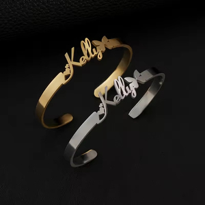 Dropshipping Stainless Steel Customized <strong>Name</strong> Waterproof Bangle <strong>Personalized</strong> Nameplate Letter Love Heart <strong>Bracelet</strong> for Women Girl - Product Image 1