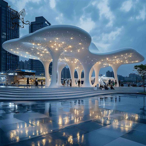 Decoração exterior personalizada Modern Abstract Public Art Sunshade Pavilion Stainless Steel <span class=keywords><strong>Metal</strong></span> Tree Escultura <span class=keywords><strong>Gazebo</strong></span> - Product Image 2