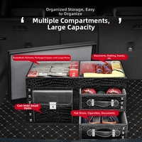 Organisateur de coffre de voiture grande capacité, boîte de rangement multi-compartiments en cuir de qualité supérieure, ajustement universel pour SUV, berline, MPV