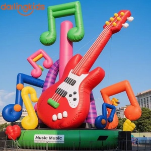 Arche gonflable géante sur le thème de la musique avec groupe de dessins animés, guitare et notes de musique, arche gonflable colorée pour festivals en plein air, concerts - Product Image 3