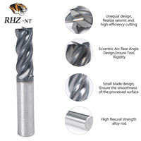 Fraise multifonctionnelle personnalisable 12MM AlCrN + revêtement coin carbure à tige droite à quatre cannelures de haute qualité OEM/ODM