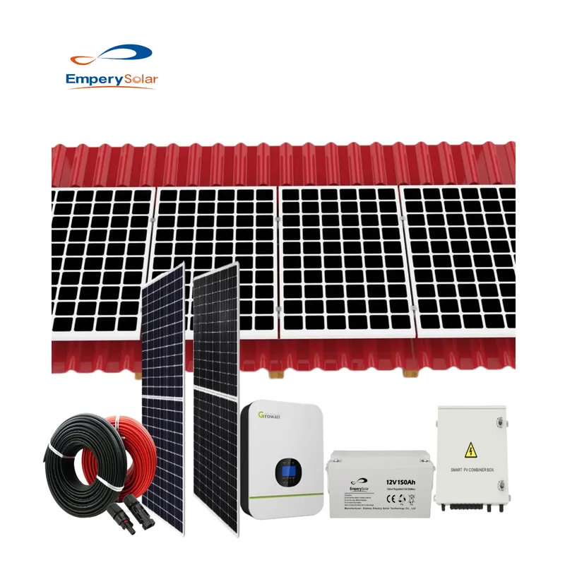 نظام طاقة شمسية 10 كيلو وات هجين فولت 100 أمبير/الساعة تكلفة طاقة شمسية ليثيوم للمنزل
