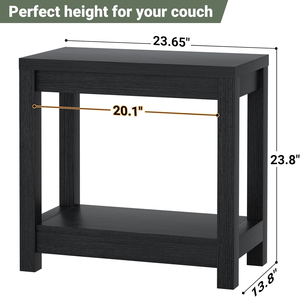 Black 2-Tier Farmhouse Narrow End <strong>Table</strong> with Storage Shelf, <strong>Slim</strong> Sofa <strong>Table</strong> for Living Room - Product Image 3