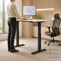 Bureau réglable en hauteur, électrique, ergonomique, pour travailler assis ou debout, mobilier de bureau