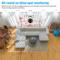 Caméra de sécurité, 360° °   Caméra domestique sans fil WiFi avec fonction Pan-Tilt et vision nocturne couleur