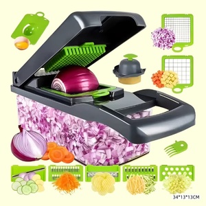 Cortador de Verduras Multifuncional, Rebanador y Picador de Verduras, Juego de Utensilios de Cocina de Silicona, Gadget de Cocina de Acero Inoxidable - Product Image 1