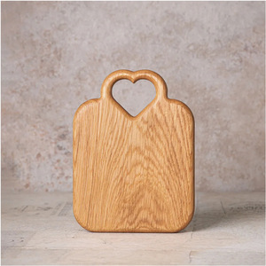 Planche à découper en chêne avec poignée en forme de cœur 36x20x2cm, plateau de service en bambou pour steak, pizza, pain, fruits, utilisation portable en camping - Product Image 1