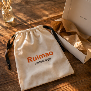 Petit sac à cordon en toile de coton personnalisé pour cosmétiques, produits de soin de la peau, pochette en coton, sacs anti-poussière pour sacs à main, chaussures et sacs à main - Product Image 2