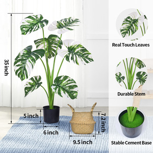 Simulation nordique salle de diffusion en direct, plantes vertes, plantes en pot blanc brocart tortue dos <span class=keywords><strong>bambou</strong></span> intérieur décorations chez l'habitant - Product Image 3