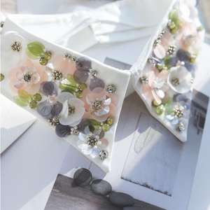 Nuovo oro di lusso fatto a mano 3d paillettes fiore decorativo falso colletto staccabile per le donne - Product Image 6