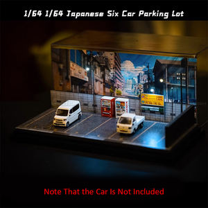 1/64 Sechs Parkplätze Garage Tiefgarage Parkplatz Auto Modell Licht Vitrine Box Auto Modell Szene Garage - Product Image 5