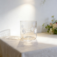 Jolie tasse à jus en verre moderne - Personnalisable, transparente, réutilisable, sans danger pour les aliments, compatible lave-vaisselle et micro-ondes, icône 3D, unisexe