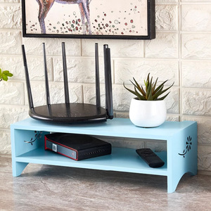 Solid Wood <b>Router</b> Stand 2 Tier Living Room Storage Shelf With Cable Management For Set Top <b>Box</b> And Remote Control - Product Image 2