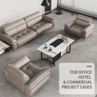 Ensemble de meubles de réception d'affaires modernes en cuir, directement de l'usine, 1+1+3 places, confortables et luxueux pour hôtel et bureau