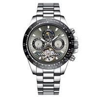 Montre automatique mécanique pour homme KINYUED, livraison directe, calendrier hebdomadaire, phases de lune, étanche 3BAR, affichage lumineux, luxe et mode.