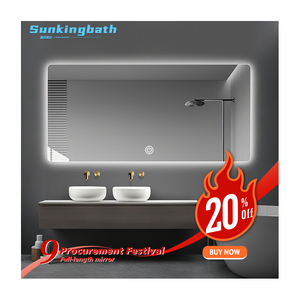 Hotsale tường gương với thời gian và nhiệt độ đèn nền chống sương mù phòng tắm thông minh LED gương với ánh sáng - Product Image 1