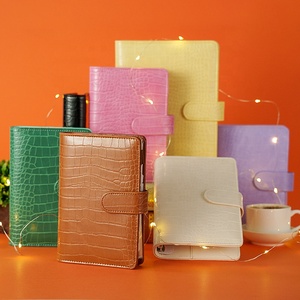 A6 PU จระเข้ Binder,ที่กำหนดเอง A5หนังวางแผนกับแหวนจระเข้รูปแบบเครื่องผูกโน๊ตบุ๊ค,สารยึดเกาะ Macaron A5 A6 - Product Image 3