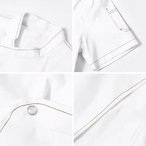 Ropa de la mejor calidad Chef hombres manga corta restaurante clásico uniforme camarero Chef abrigo logotipo personalizado - Product Image 3