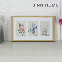 Nuevo diseño especial, foto de flores, concha de mariposa, espécimen grueso, marcos de exhibición, arte de pared, marco de madera, imagen