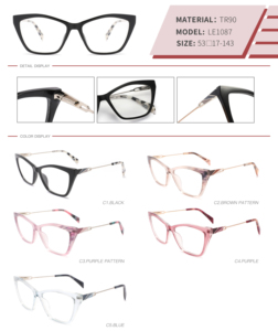 Gafas Ópticas de Ojo de Gato de Lujo para Mujer, Montura Completa de Alta Calidad, Gafas Modernas <span class=keywords><strong>TR</strong></span> LE1087 para Uso Diario - Product Image 5
