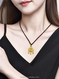 Collar con Cierre Dorado Hueco <span class=keywords><strong>de</strong></span> 24K, Chapado en <span class=keywords><strong>Oro</strong></span>, para Niños, Cierre <span class=keywords><strong>Centenario</strong></span>, Estilo Antiguo, Herencia Cultural - Product Image 3
