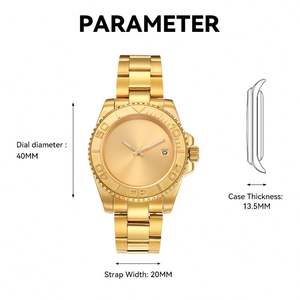 Montre de haute qualité pour hommes et femmes, montre en or, en acier inoxydable, automatique, mécanique, avec calendrier, avec lunette rotative, montre-bracelet cadeau - Product Image 6