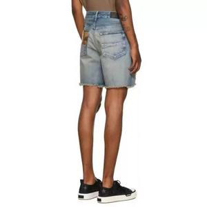 กางเกงยีนส์ขาสั้นวินเทจแบบทำสีซีดขาดๆ ผ้าฝ้ายปะติดปะต่อ สไตล์เบอร์มิวดา ฮิปฮอป สำหรับผู้ชาย - Product Image 4