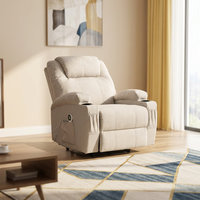 Fauteuil inclinable électrique multifonctionnel moderne en tissu avec cadre métallique extensible, massage chauffant zéro gravité, dossier ouvert, une place