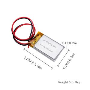 แบตเตอรี่ลิเธียมแบบชาร์จได้ CE 200mAh 402030 3.7v Li-Ion แบตเตอรี่ลิโพขนาดเล็กสำหรับนาฬิกา&เครื่องวัดอุณหภูมิอิเล็กทรอนิกส์&เครื่องช่วยฟัง - Product Image 2