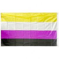 Drapeau de fierté non binaire personnalisé 3x5ft en polyester, vente en gros d'usine, bannière LGBTQ à œillets pour le défilé 2026