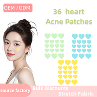 Patchs anti-acné professionnels en forme de cœur, colorés, ultra-fins, invisibles, OEM, multi-motifs, hydrocolloïdes, approuvés CE