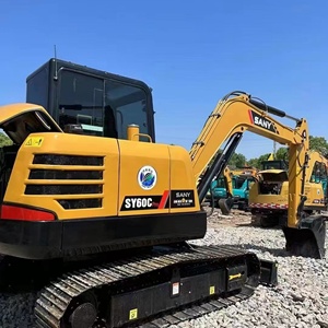 Excavatrice hydraulique Sany SY60C Pro, jaune, moteur diesel, boîte de vitesses contrôlée par PLC, équipée d'un équipement de construction de 6 tonnes - Product Image 1