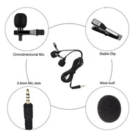 Mikrofon Lavalier Profesional Ganda Berkabel Peredam Kebisingan Ringan untuk iPhone Android PC DSLR Perekaman Wawancara
