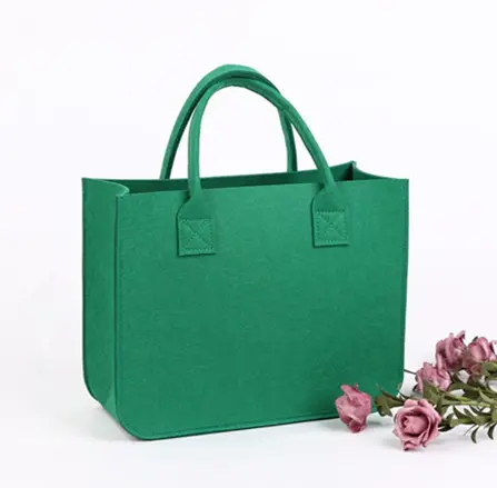 Bolso de fieltro ecológico para mujer, bolsa de hombro con logotipo personalizado, de fieltro, de lana, de compras