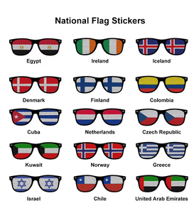 도매 UV400 사각형 유니섹스 프로모션 안경 국가별 깃발 핀홀 스티커 참신한 로고 맞춤형 플라스틱 선글라스 - Product Image 5