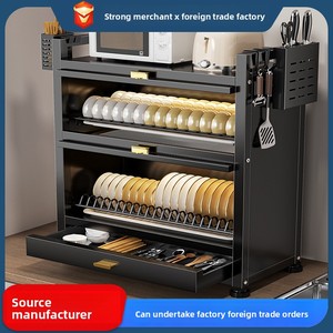 Escurridor de Platos Multifuncional de Doble Capa Personalizado por el Fabricante, Unidad de Almacenamiento para Encimera a Prueba de Polvo para Tazones, Palillos y Utensilios de Cocina - Product Image 2