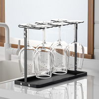 Porte-verres à vin en fer de style japonais minimaliste, design inversé créatif, support à verres détachable sur pied, meuble à vin