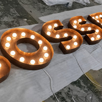 Lettres lumineuses vintage en métal de 2 pieds, personnalisées, effet rouillé, pour décoration de mariage, anniversaire, bar, Halloween