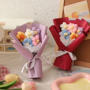 Bouquet de marguerites en coton tricoté à la main, fleurs artificielles pastel, cadeau - Product Image 2